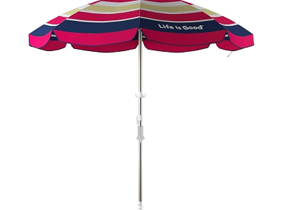 Outdoor Umbrella Red White Blue Striped Design With Life is Good Print for Shade 3d model