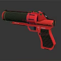 Red Modern Pistol Weapon With Black Components Textured Grip And Marked 02 3d model
