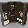 Modern Wooden Corner Wardrobe With Hanging Rods Drawers And Storage Solution