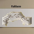 Poliform Modern Background Wall Design With Wavy Patterns And Metallic Accents 3d model