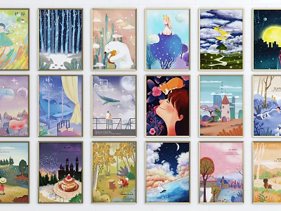 Colorful Illustrations With Fairy Tale Scenes Nature Landscapes And Fantasy Characters 3d model