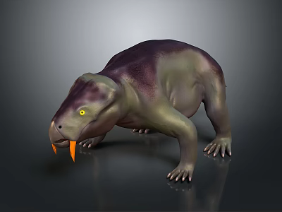 Game Movie Character 3D Model With Purple Green Skin Yellow Eyes And Orange Fangs 3d model
