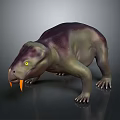 Game Movie Character 3D Model With Purple Green Skin Yellow Eyes And Orange Fangs