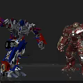 Game Movie Robot Characters With Red Gold Blue Silver Armored Action Designs