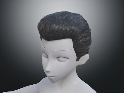 Detailed Human Head 3D Model With Facial Organs And Black Short Hair 3d model