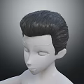 Detailed Human Head 3D Model With Facial Organs And Black Short Hair