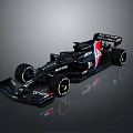 Black Haas Formula 1 Racing Car With Streamlined Design And Sponsor Logos