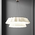 Elegant Modern Chandelier With Multi Layered White Pleated Lampshade In Gray Space