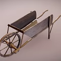 Vintage Handcrafted Wooden Wheelbarrow With Rustic Frame And Spoked Wheel