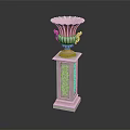 White Classical Carved Pedestal Column With Intricate Details And Decorative Vase Top