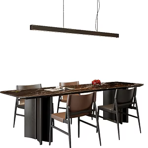 Modern Italian Dining Table and Chair Combination Chandelier Dining Chair Dining Table 3d model