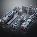 Large Scale Industrial Equipment With Pressure Vessels Piping Systems And Mechanical Units