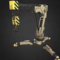 Industrial Mechanical Arm With Tripod Base Hydraulic Joints And Yellow Accents