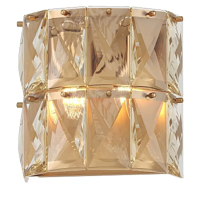 Crystal Wall Lamp With Geometric Cut Design And Warm Illuminated Glow 3d model