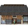Traditional Style Commercial Complex With Tile Roof Wooden Structure And Bamboo Screens