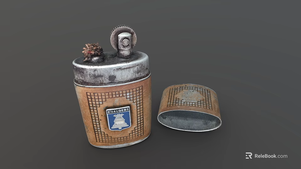 Vintage Metal Container With Vickers Logo Emblem And Open Lid Design 3d model 