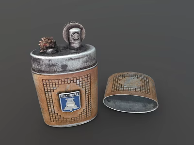 Vintage Metal Container With Vickers Logo Emblem And Open Lid Design 3d model