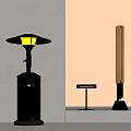Modern Outdoor Heaters With Circular Plate Slim Design And Table Lamp Style