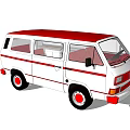 Classic White Van With Red Roof Stripes And Interior Design Features