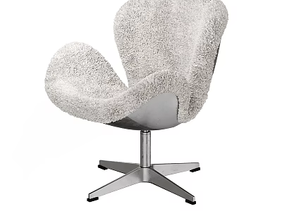 Modern Plush Office Chair with Curved Backrest and Metal Base 3d model