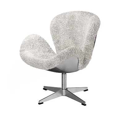 Modern Plush Office Chair with Curved Backrest and Metal Base 3d model