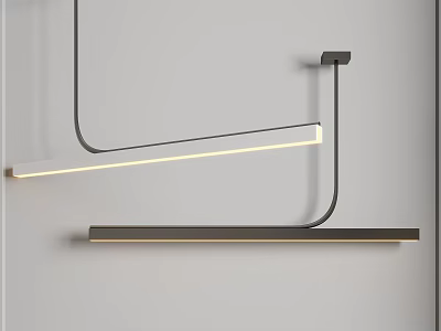 Modern Linear Pendant Lights with Sleek Design and LED Illumination in Contemporary Interior 3d model