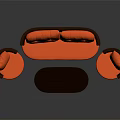 Outdoor Wicker Furniture Set With Orange Cushions Brown Frame And Coffee Table