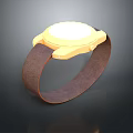 Modern Fashionable Watch With Brown Leather Strap And Golden Dial