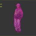Stylish Character Wearing Hat Gradient Coat And Baggy Pants Standing On Gray Background