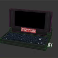 Retro Portable Electronic Device With Keyboard Screen And Safety Instruction Label