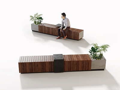 Outdoor landscape bench landscape leisure seat bench model