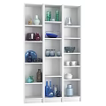 Multi Colored Decorative Cabinets With Shelves Holding Vases Bowls And Home Decor Items