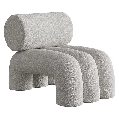 Modern Round Curved Armchair With Soft Light Gray Fabric And Smooth Lines 3d model