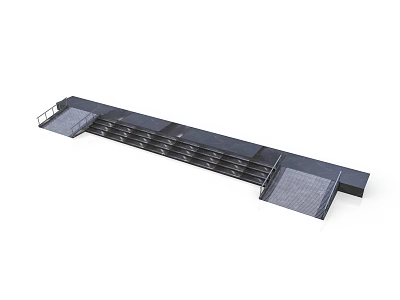 Modern Architectural Walkway Structure With Long Narrow Design Two End Platforms And Metal Railings 3d model