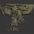 Game Movie Character Military Style Four Legged Armored Robot Metallic Green Mech Design