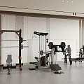 Modern Gym Workout Space With Various Strength Training Equipment And Barbells