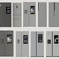 Various Styles of Modern Refrigerators and Freezers in Gray and White for Home Kitchen
