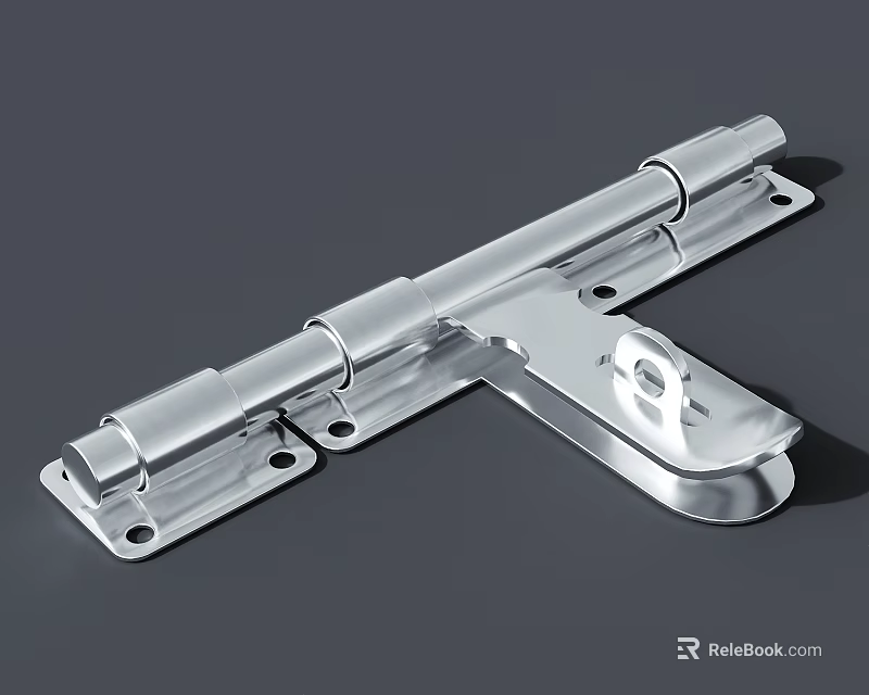 Silver Metal Door Bolt With Modern Design And Sleek Surface 3d model 