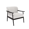 Modern Single Sofa With White Upholstered Cushion And Black Wooden Arms
