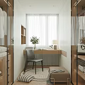Cloakroom Wardrobe Dressing Table Stool Single Chair Carpet Curtain Decorations 3d model