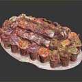 Assorted Colorful Food Cones Display With Fresh Fruits And Sweet Toppings