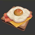 Fresh Fried Egg On Colorful Slices Arranged On Wooden Tray For Daily Use