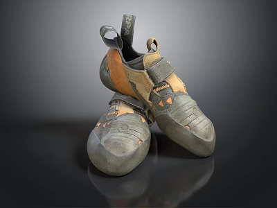 Gray And Orange Outdoor Sports Shoes With Supportive Design For Daily Use 3d model