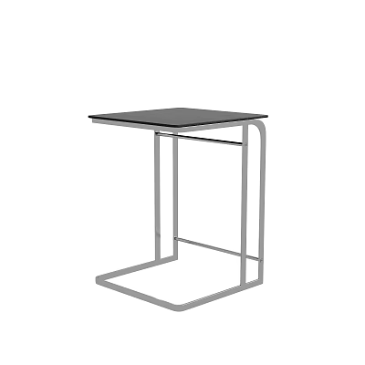 Modern Side Table With Black Glass Top And Silver Metal Frame For Living Room 3d model