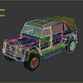 Blue Off Road SUV With Orange Roof Large Tires And Side Steps