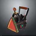 Portable Brown Weapon With Red Panel Blue Dots Metal Parts And Red Knob