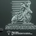Stylish Neon Lamp Motocross Design With Motorcycle Rider And Wall Decor