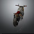 Vintage Style Motorcycle With Red Seat Metallic Body And Chunky Off Road Tires
