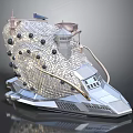 Futuristic Sci Fi Vehicle With Metallic Surface Circular Protrusions And Tower Structure 3d model