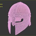 Medieval Warrior Helmet With Metal Leather Riveted Design And Scratched Surface